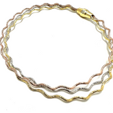 Tri-Tone Wavy Layered Anklet