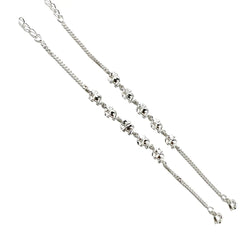Silver chain necklace on a white background