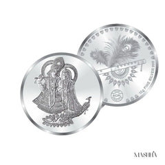 Mashha 10g 999 Fine Silver Coin – Radha Krishna Divine Love Edition Mashha