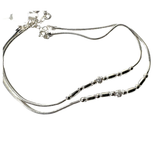 MASHHA 925 Silver Dual Layer Beaded Anklet (Pair)