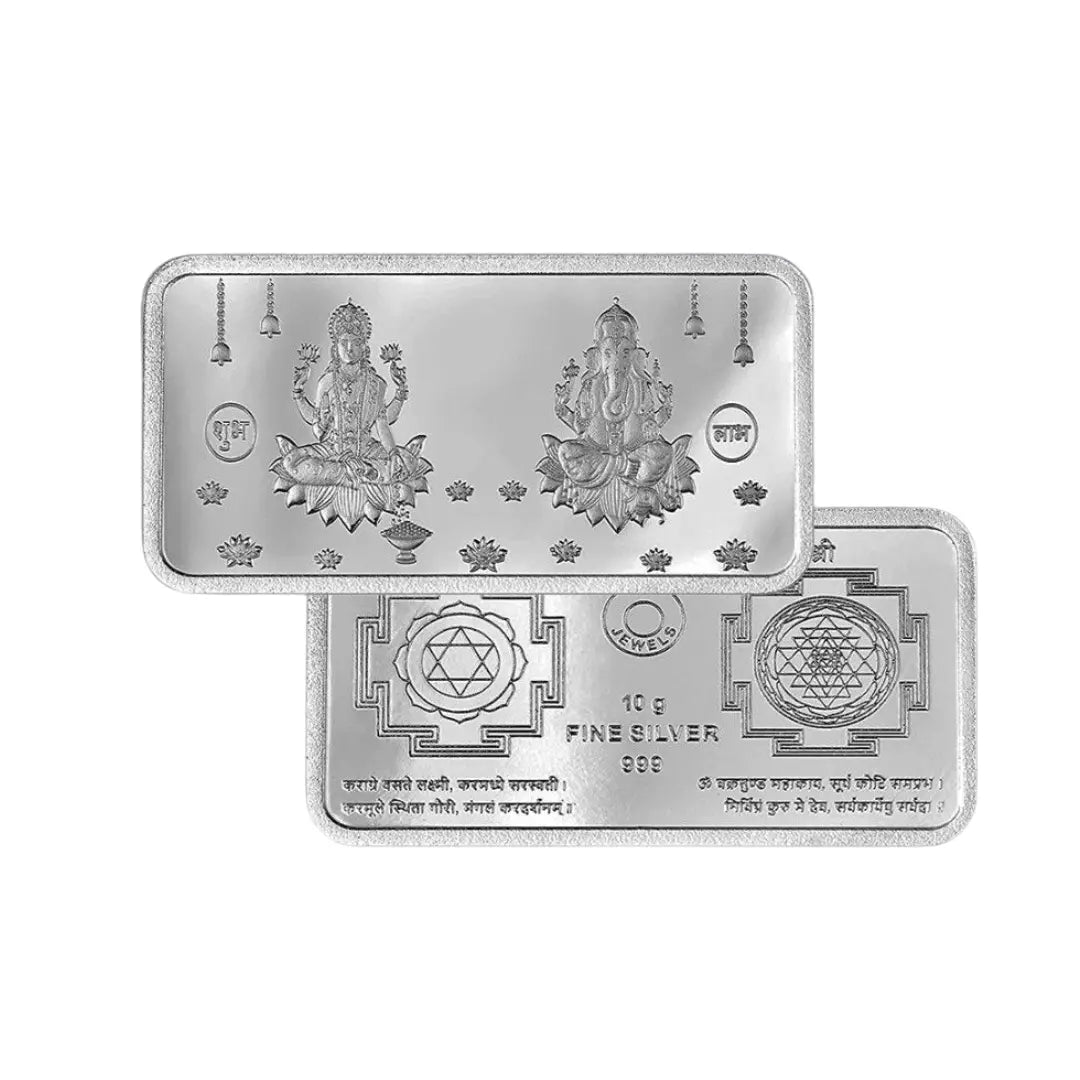 Mashha 10g Fine Silver 999 Lakshmi–Ganesha Bar (Shubh Labh Edition) Mashha