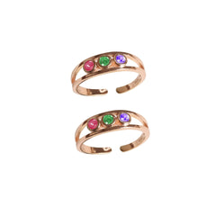 Mashha 925 Silver Multicolor Elegance Toe Ring Mashha