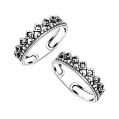 Mashha 925 Silver Oxidised Silver Crown Toe Ring Mashha