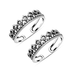 Mashha 925 Silver Oxidised Silver Crown Toe Ring Mashha