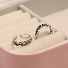 Mashha 925 Silver Oxidised Silver Crown Toe Ring Mashha