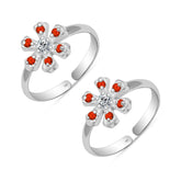 Silver Floral Spark Toe Ring