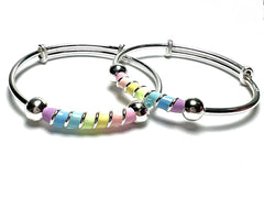 Silver Baby Kada – Pastel Rainbow Beads