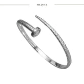 Men's Textured Nail Bangle – Silver Finish Mashha
