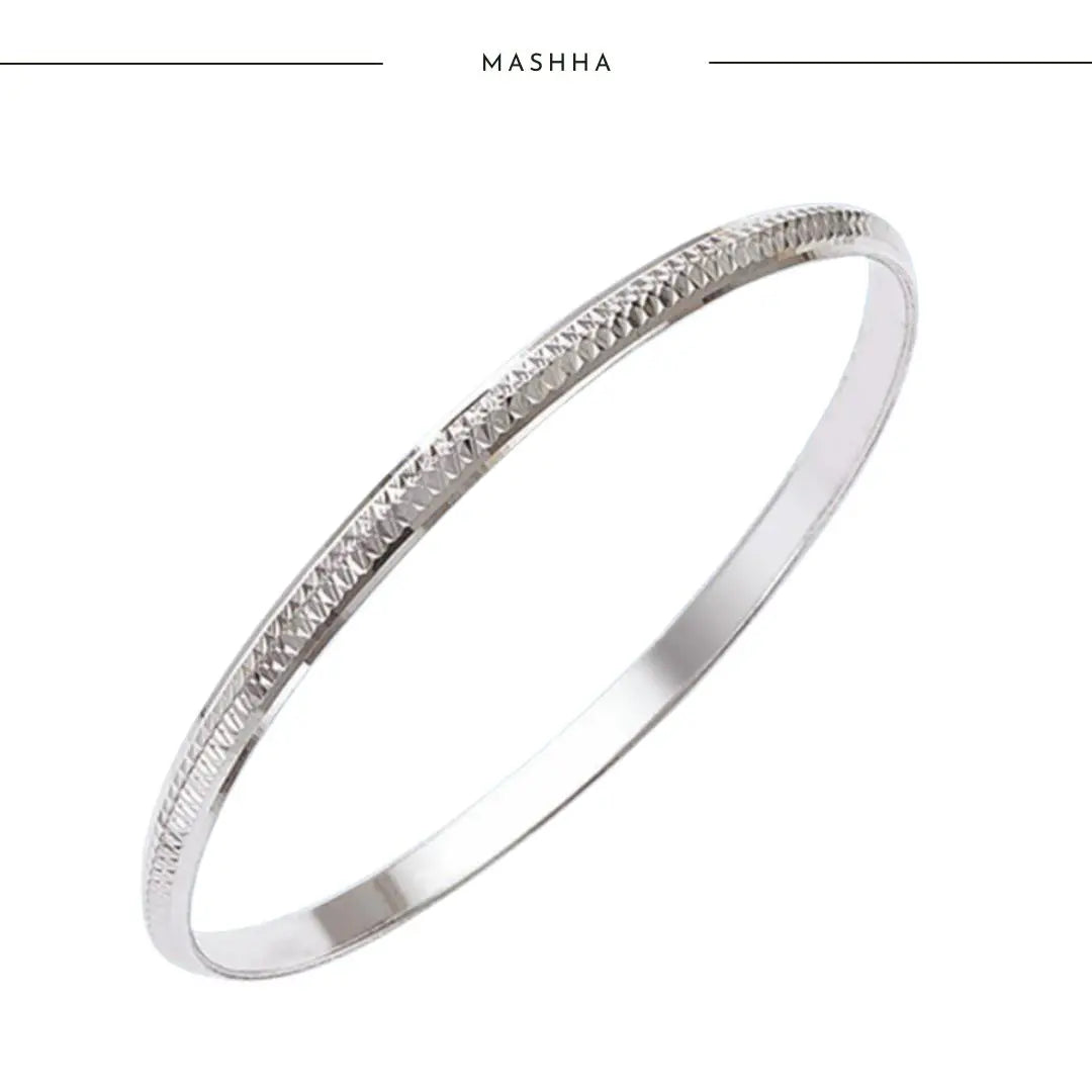 Silver Men's Kada – Classic Textured Finish Mashha