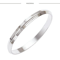 Silver Men's Kada – Sleek Line Engraved Design