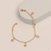 Pearl Strand with Star Accents Silver Bracelet