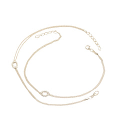 Dual Chain Anklet with Textured Oval Accents