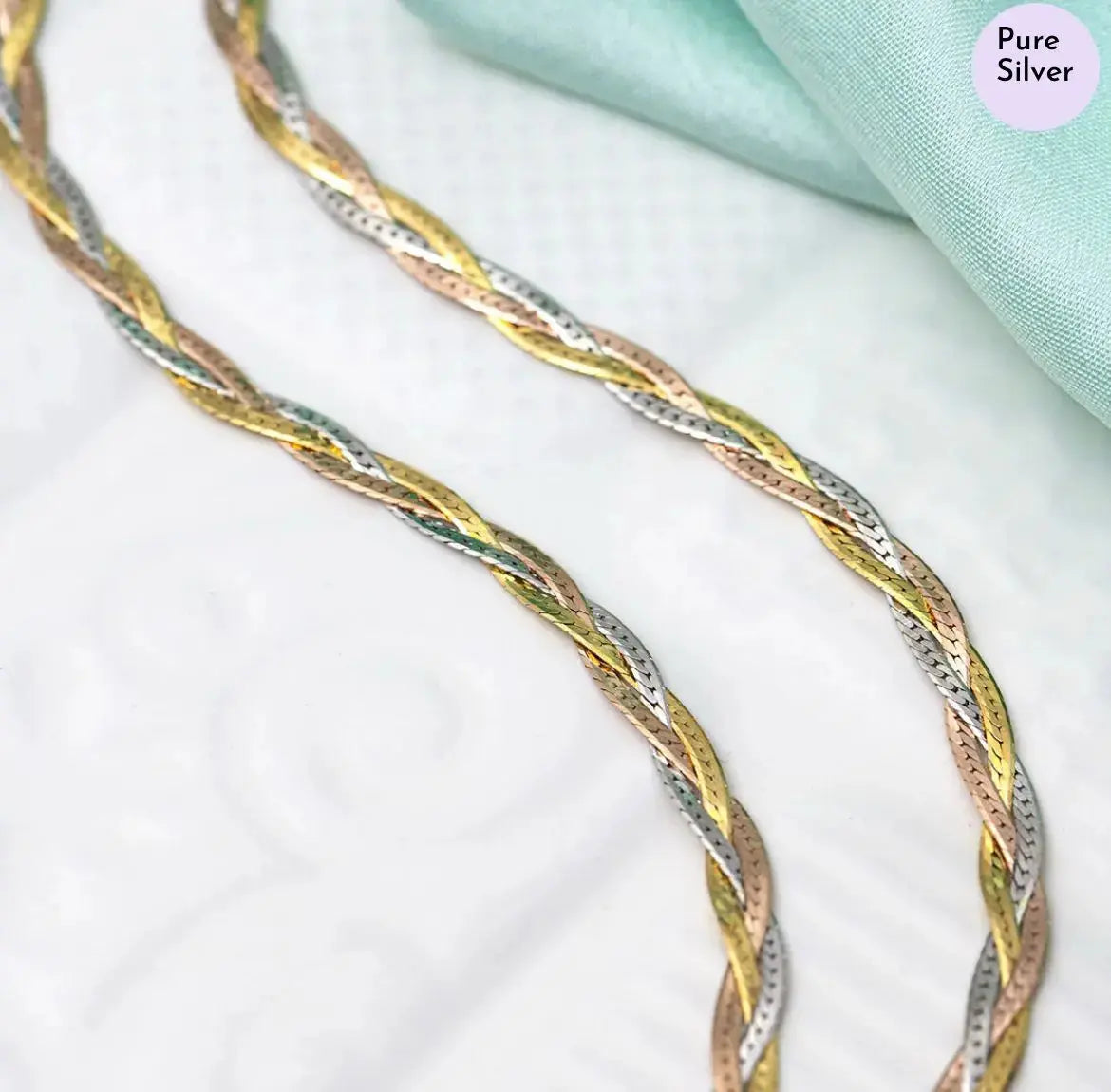 Mashha 925 Silver Trinity Twist Anklet Mashha
