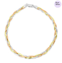 Mashha 925 Silver Trinity Twist Anklet Mashha