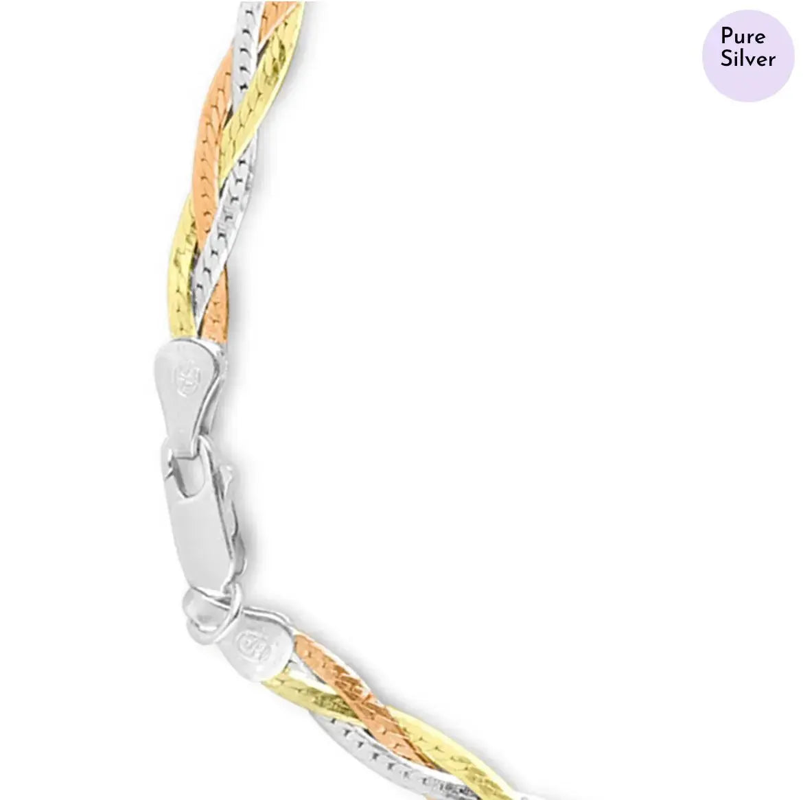 Mashha 925 Silver Trinity Twist Anklet Mashha