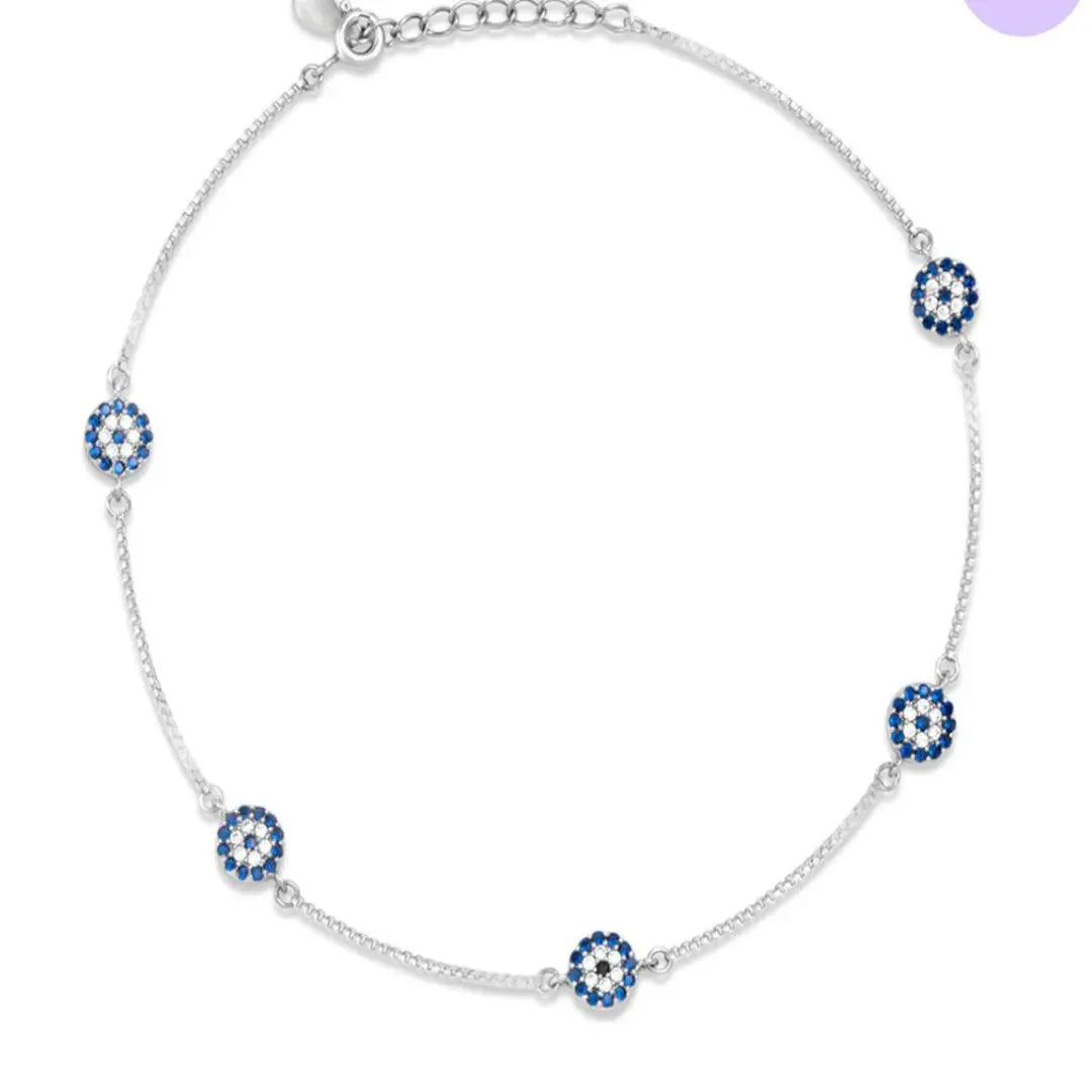 Mashha Nazar Glow 925 Silver Anklets (Pair) Mashha