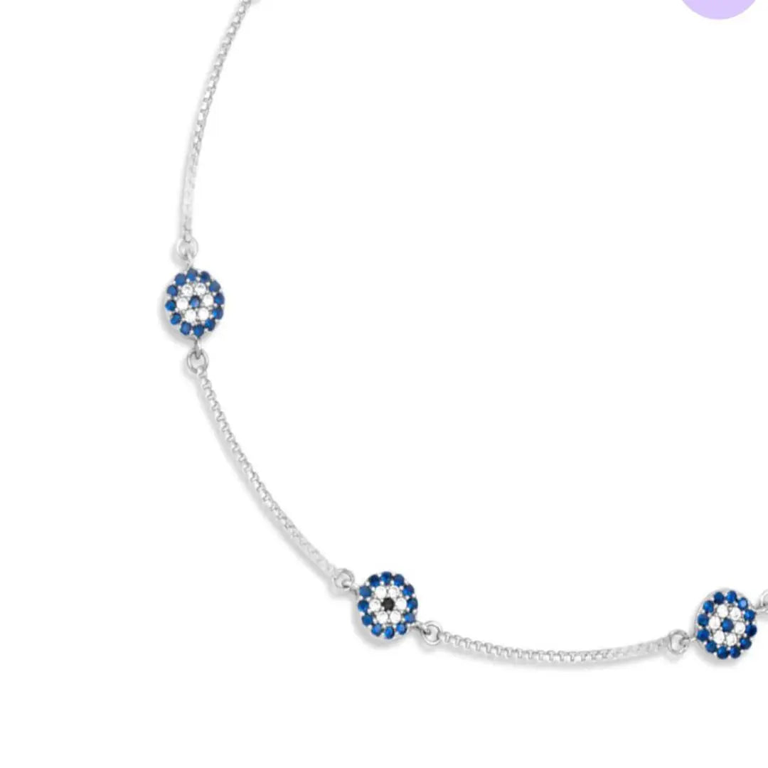 Mashha Nazar Glow 925 Silver Anklets (Pair) Mashha