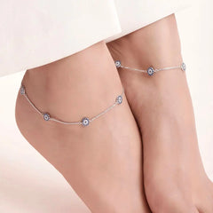 Mashha Nazar Glow 925 Silver Anklets (Pair) Mashha