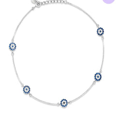 Mashha Nazar Glow 925 Silver Anklets (Pair) Mashha
