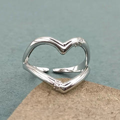 Mashha 925 Sterling Silver Open Heart Ring (Adjustable) Mashha