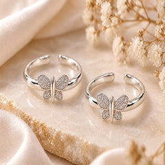 Mashha 925 Silver Butterfly Bliss Adjustable toerings