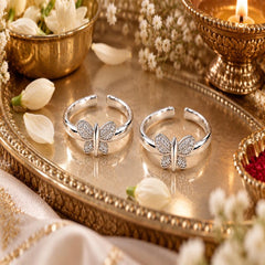 Mashha 925 Silver Butterfly Bliss Adjustable toerings