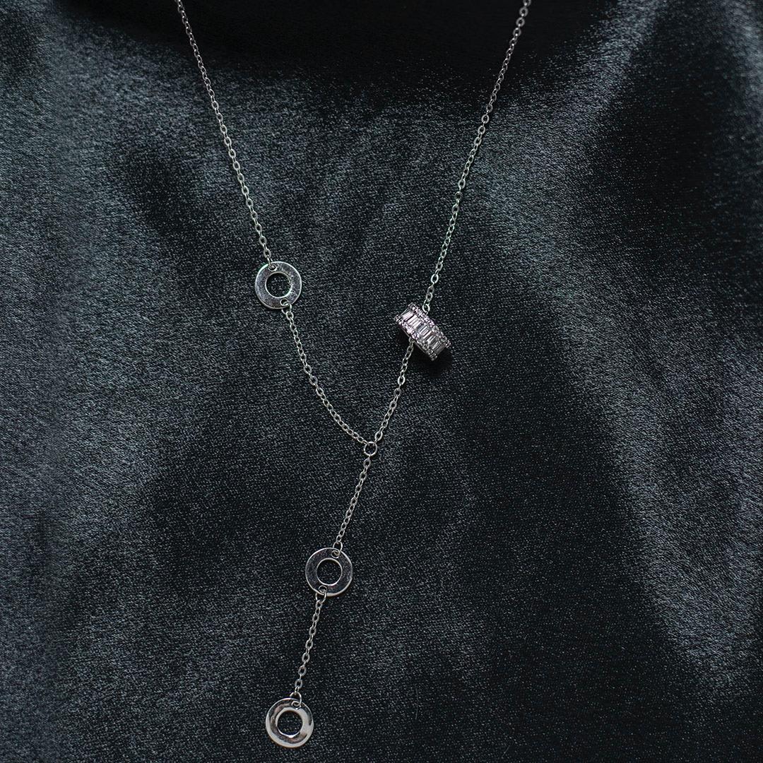 Mashha 925 Silver Rhodium Plated Orbit Grace Lariat Necklace Mashha