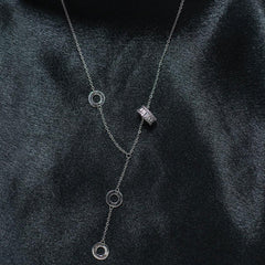 Mashha 925 Silver Rhodium Plated Orbit Grace Lariat Necklace Mashha