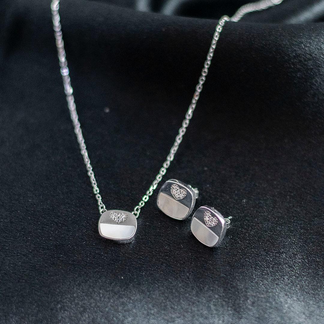 Mashha 925 Silver Rhodium Plated Amara Glow Set Mashha