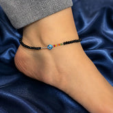 Mashha 925 Silver Evil Eye Beaded Silver Anklet Mashha