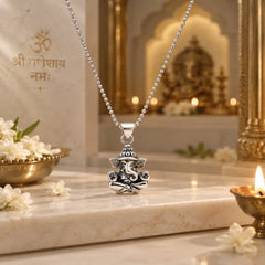 Lord Ganesha 925 Silver Pendant with Chain Mashha