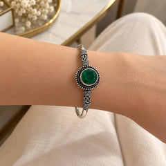 Mashha 925 Silver Emerald Serpent Cuff