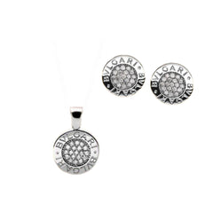 Mashha 925 Silver BVLGARI Inspired Chain Pendant & Earrings