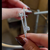 Elegant Dual-Stone Silver Bracelet (mid open band style)