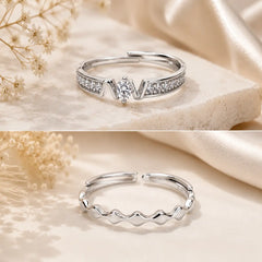 Mashha 925 silver rhodium plated Slay The Day Set of 2 rings Mashha