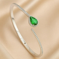 Mashha 925 Silver Emerald Dewdrop Bracelet Mashha