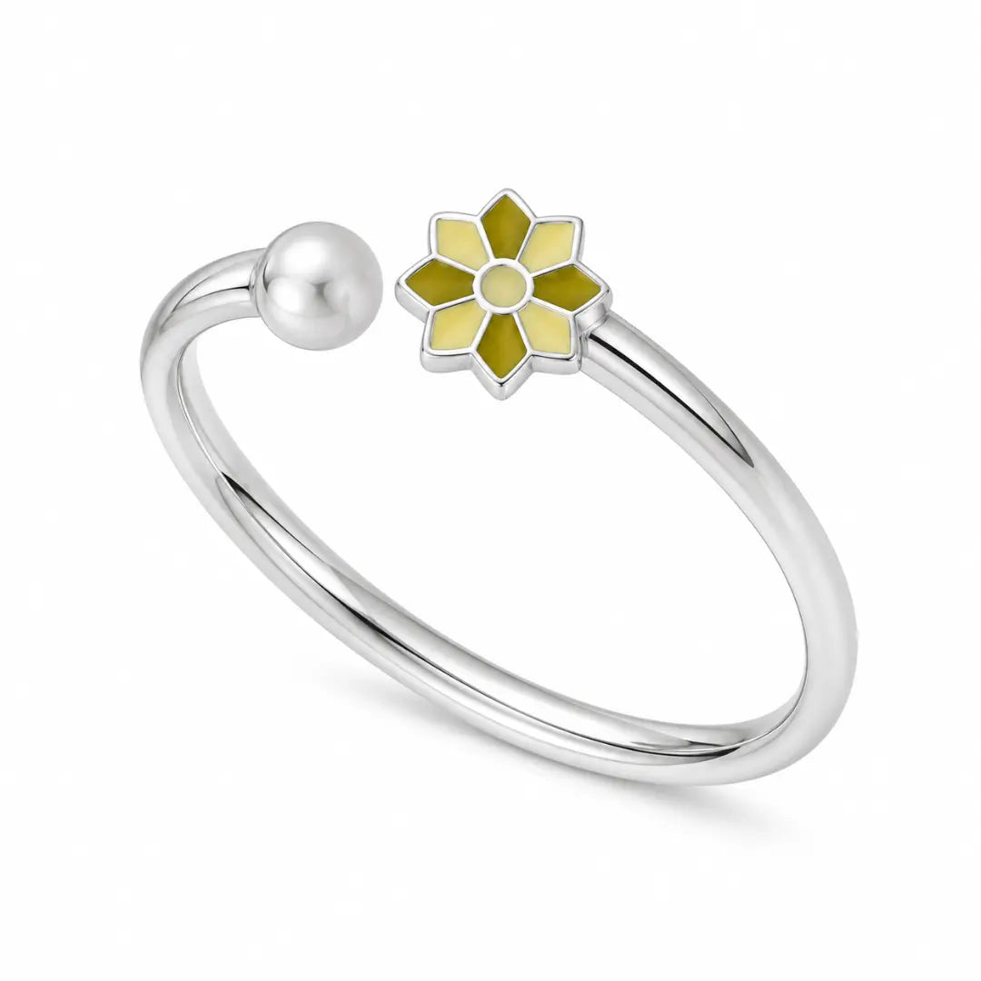 Mashha 925 Silver Blooming Flower Baby Kada (pair) Mashha
