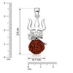 Mashha 925 silver trishul pendant with damru and rudraksha bead