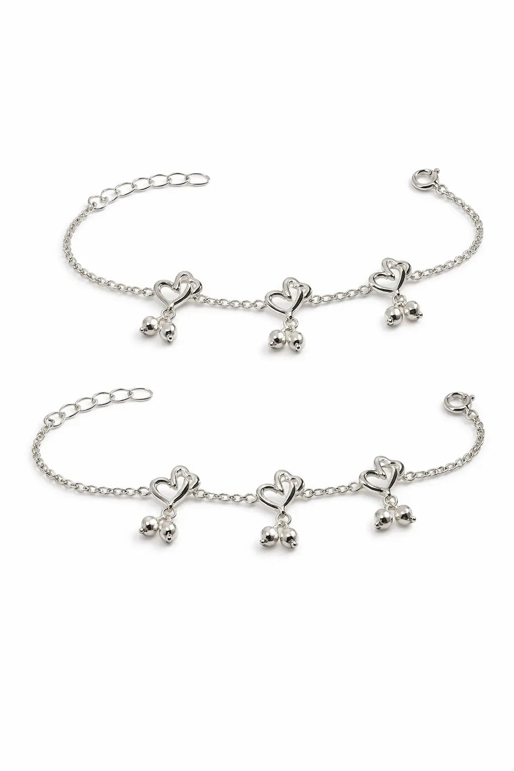 Heart Charm Silver Anklet Set for Babies Mashha