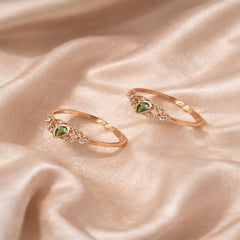 Mashha 925 Silver Rose Gold-Plated Green Stone Toe Rings Mashha