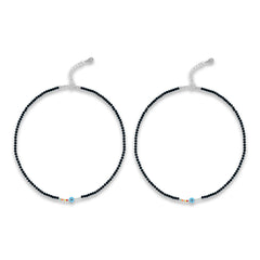 Evil Eye Beaded Silver Anklet