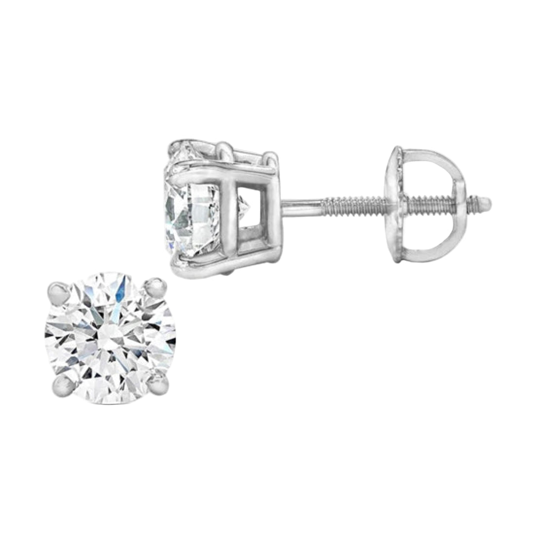 Diamond stud earrings on a white background