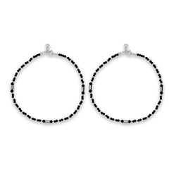 Hematite & Crystal Silver Anklet