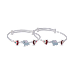 Silver Baby Kada – Elephant & Pizza