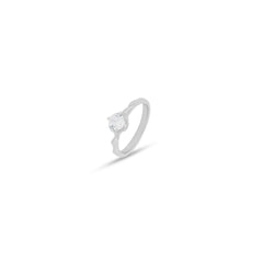 Moonlit Solitaire Silver Ring