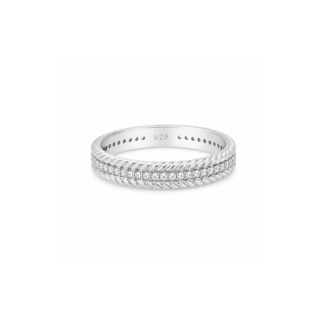 Mashha Twisted Elegance 925 Silver Band Ring Mashha