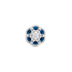 Silver Sapphire Bloom Cocktail Ring