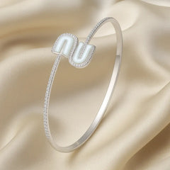 Mashha 925 Silver Lustre U-Curve Silver Bangle Mashha