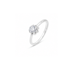 Mashha 925 Silver Rhodium Plated Floral Solitaire Ring Mashha
