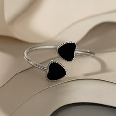 Black Heart 925 Silver Adjustable Ring Mashha